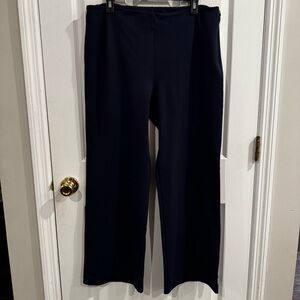 J.McLaughlin Navy Pull-On Straight Leg Pants Size 14 Stretch Workwear Luxury